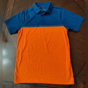 Men's Blue and Orange Polo Shirt